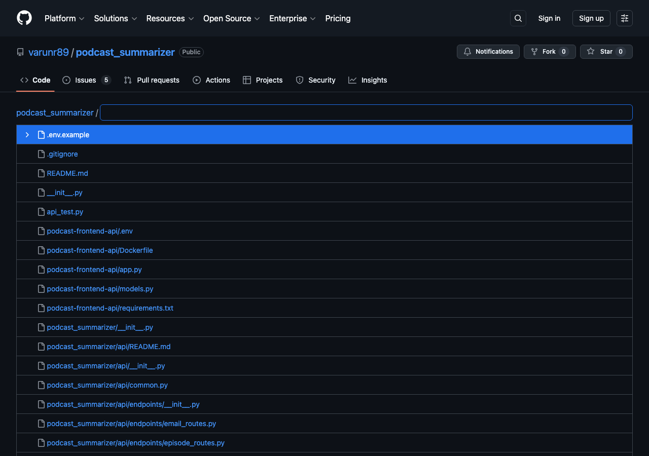 V1's GitHub repository -- 80 files across nested directories, multiple API services, and a sprawling dependency tree.